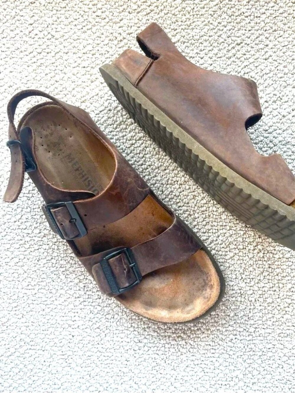 Mephisto Nardo cork leather brown walking sandals EU40=men US7.5-8=women US9.5
